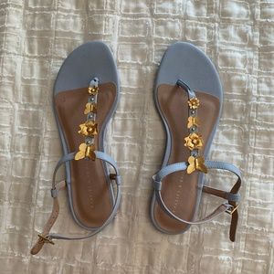 Blue Sandals with Gold Detailing